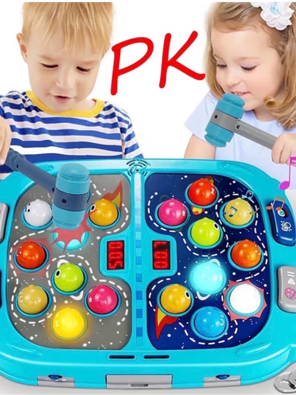 Kids Hammer Tap Game - Blue Interactive Whack-a-Mole Toy